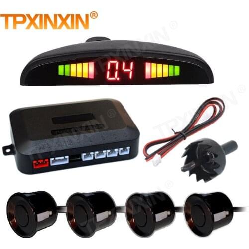 Vehicle Reverse Radar Buzzer Small Crescent LED Display Rada Parking Sensor 4 Probe Blind Spot Detection Parking Sensor System