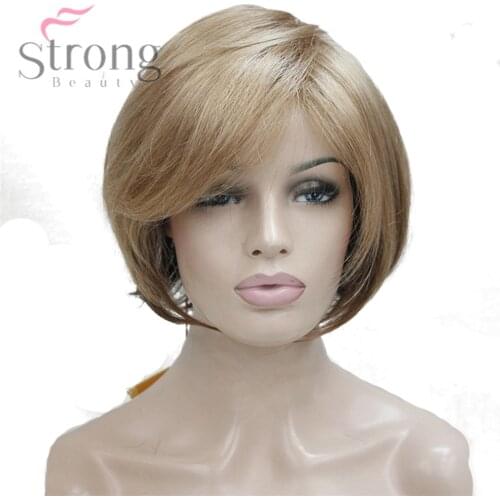 StrongBeauty Womens Wigs Synthetic Hair Burgundy/Blonde Short Bob Hairstyle Natural Wig