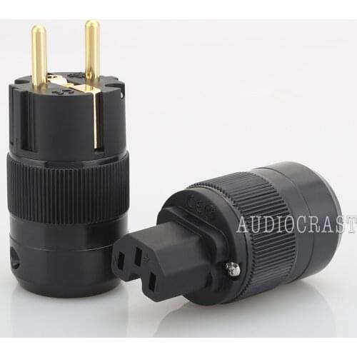 Unprint High End 24K Gold Plated Schuko AC power plug+IEC power connector