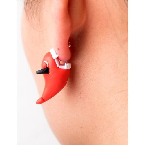 TTPAIAI 30 Polymer Clay Cute Red Little Devil Earrings For Women Fashion Jewelry 3D Animal Piercing Stud Earring Girls Kids Gift