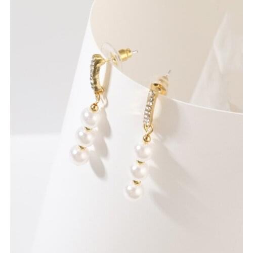 Sweet Girl Earrings Korean Fashion New Temperament Earrings Pearl Crystal Net Red All-match Earrings Womens Sale Pendientes