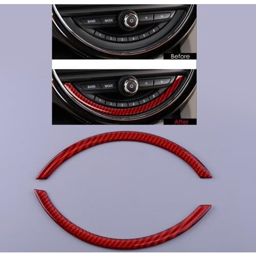 1 Pair Car Console Navigation Screen Frames Trims Decor Fit For Mini Cooper F55 F56 Hatch 2014 2015 2016-2021 Red Carbon Fiber