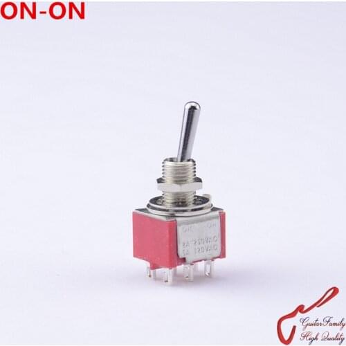 1 Piece GuitarFamily ON-ON 2-way DPDT Mini Toggle Switch for Electric Guitar or Bass ( #0389 ) MADE IN TAIWAN