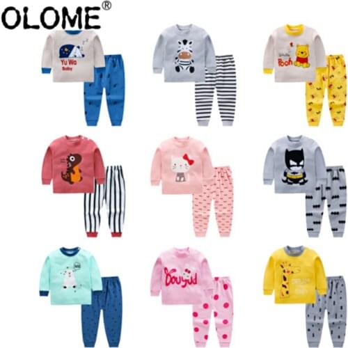 Spring Kids Clothing Set Autumn Baby Sweatshirt Cotton Boys and Girls Long Sleeve T-shirts+Pants OLOME 2PCS Children Clothes