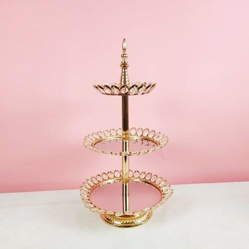 3 tiers cupcake stand gold mirror Dessert Display Decoration Tools Wedding Crystal