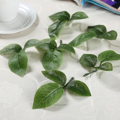 50pcs Artificial Silk Green Leaf Rose Leaves For Bouquet Garland DIY Christmas Wedding Cake Gift Box Party Home Decoration