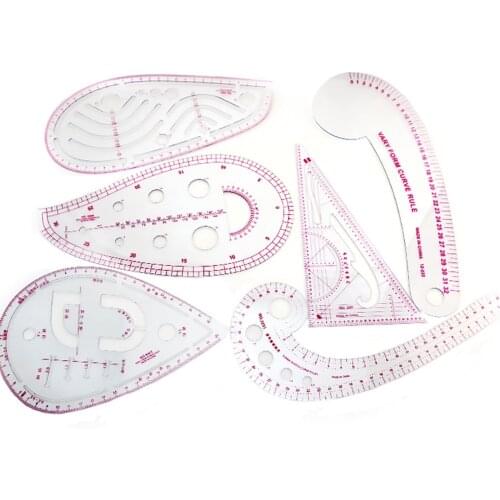 6pcs/Set Sewing Ruler Tailor Curve Ruler Measure Ruler 8 Shapes Drawing Craft Tool For Sewing Dressmaking