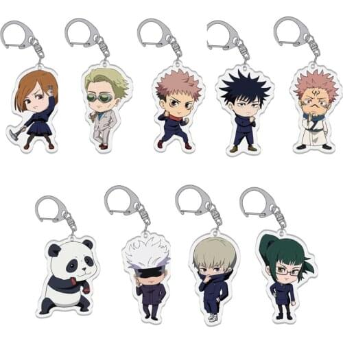 9Pcs/set Anime Acrylic Keychain Action Figure Jujutsu Kaisen Acrylic Figure Gojo Satoru Keychain Yuji Key Ring Pendant For Bag