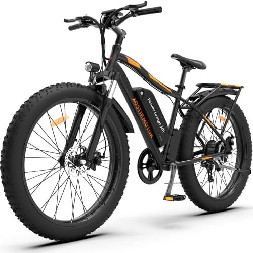 AOSTIRMOTOR S07-B Electric Bike 750W 26 Inch 4.0 Fat tire Powerful Mountain Bicycle 48V 13Ah Lithium Battery City Beach Ebike