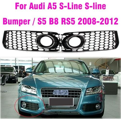 Car Fog Light Lamp Grill Cover Honeycomb Hex Front Grille Grill For Audi A5 S-Line / S5 B8 RS5 2008 2009 2010 2011 2012