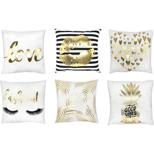 Bronzing Christmas Cushion Cover Gold Color Printed Decorative Pillow Case Sofa Seat Car