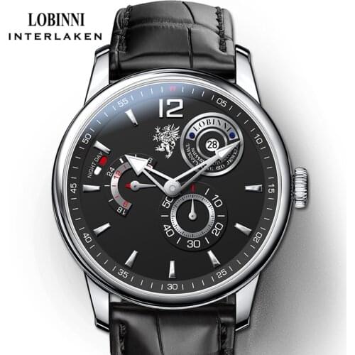 LOBINNI Top Brand Luxury Mens Mechanical Watch Seagull Movement Automatic Men Watches Sapphire Glass Waterproof Watch