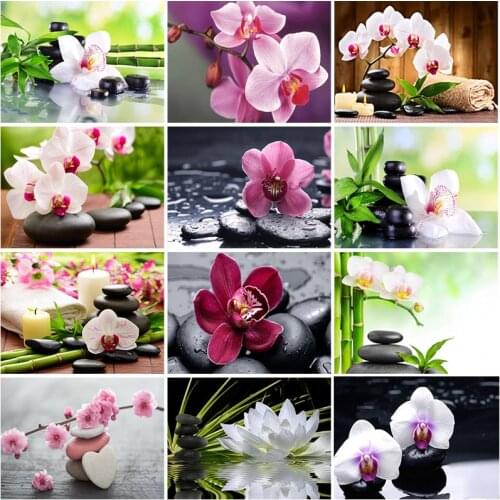 DIY 5D Diamond Painting Orchid Diamond Embroidery Flower Cross Stitch Full Round Square Drill Rhinestones Mosaic Home Decor Gift