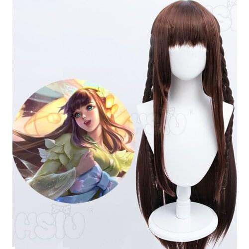 「HSIU Brand」King of Glory cosplay Game skin Nakoruru wig Dark brown braid long hair Fiber synthetic wig