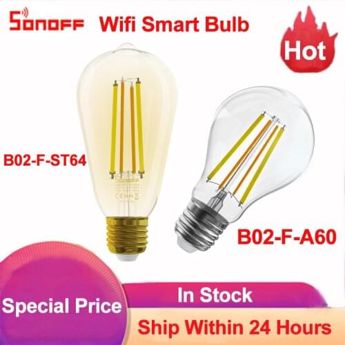 SONOFF B02-F Smart WiFi LED Filament Bulb Smart Home Remote Control E27 Base Vintage Light Bulb Via Ewelink APP Work with Alexa