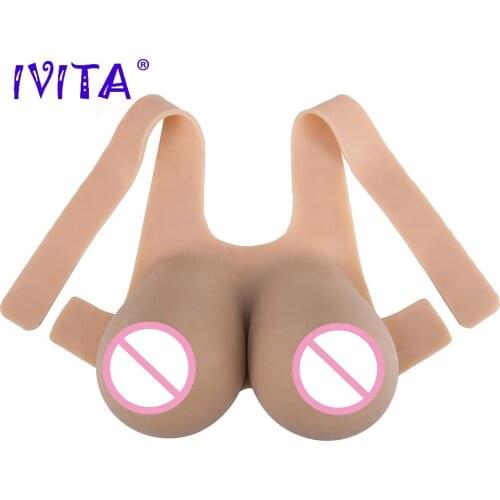 IVITA 16XL 10KG Huge Nipples Silicone Breast Forms Artificial Fake Boobs Enhancer For Crossdresser Transgender Shemale DragQueen