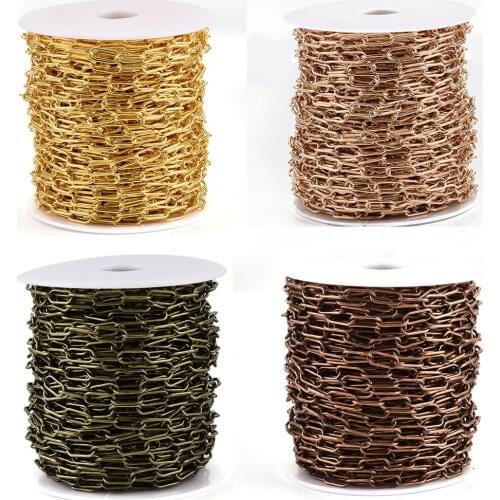 About 25m/roll Soldered Iron Paperclip Chains, Drawn Elongated Cable Chains, with Spool,12.5x5.6x1.2mm