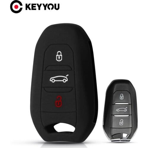 KEYYOU 3 Button Silicone Car Key Case For Peugeot C6 508 C5 C3 508 2008 3008 C4 Aircross Picasso Grand Remote Fob Cover