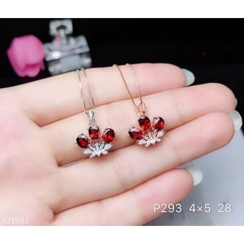 KJJEAXCMY boutique jewels 925 pure silver inlaid natural gem garnet lady necklace pendant set support detection