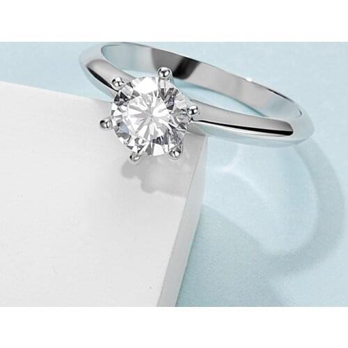 Classic 925 Silver Moissanite Ring 1ct GH color simple style Anniversary Ring Proposal ring moissanite jewelry