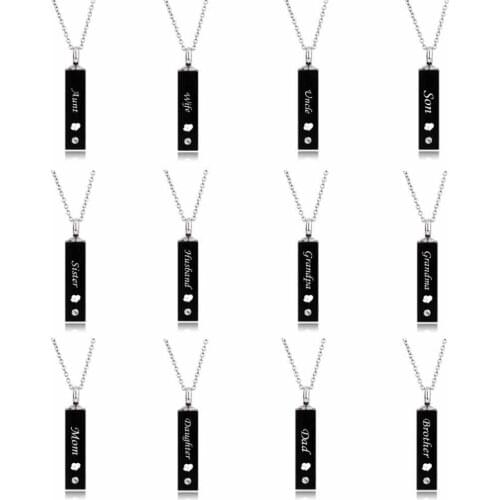 Cube Bar Urn Pendant Necklace Memorial Ash Keepsake Stainless Steel Cremation Jewelry