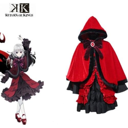 Kushina Anna Cosplay K Return Of King Japanese Anime Lolita Red Dress Cosplay Costume Halloween With Cloak Party Suits