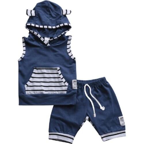 Cute Newborn Baby Clothes Toddler Infant Boy Girl T-shirt Hooded Tops + Shorts 2pcs Cotton Outfits Set Baby Clothes 0-3T