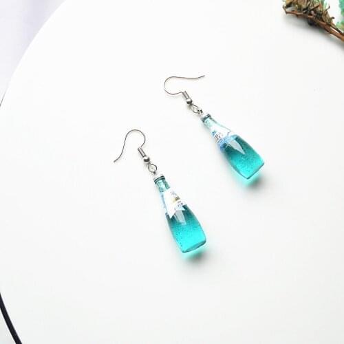 Cute Girls Chia Seed Drink Dangle Earrings For Women Fashion Bubble Bottle Beer Drop Earing Female Jewelry Party Gift