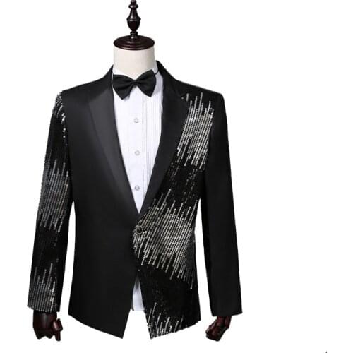 Men Wear Sequins Suits Stage Singer Tops Red Blue Black Purple Single Breasted Men Suit Casual Blazers Mens Clothing