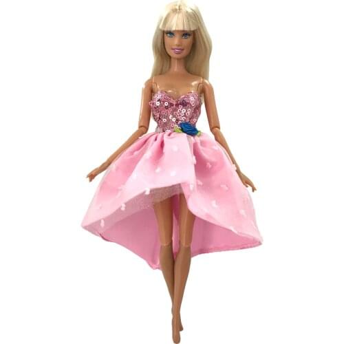 NK 1 Pcs 2021 Doll Pink Lace Dress Fashion Model Party Skirt Daily Doll Clothes for Barbie Doll Accessories Toy 278F 3X
