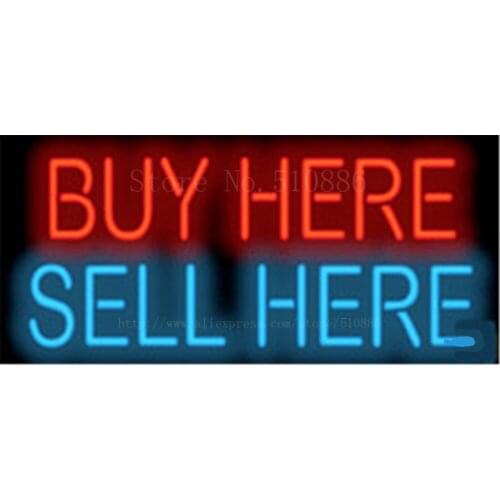 Neon sign Buy Here Sell Here Real Glass Tube Custom Decorative Led Pub Club Automotive signs Shop Store signage 17"x14"