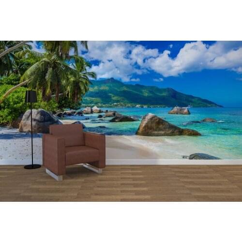 Custom 3D Photo Wallpaper Sticker Modern Tropic Beach Wall Decal Vinyl Wall Stickers Wall Decorations Living Room Poster Mural