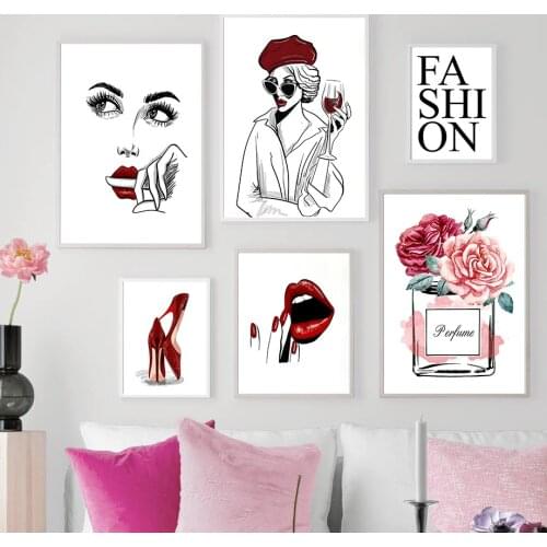 Sexy Woman Perfume Nail Lash Fashion Wall Art Canvas Painting Nordic Posters And Prints Wall Pictures Girl Home Room Decoration