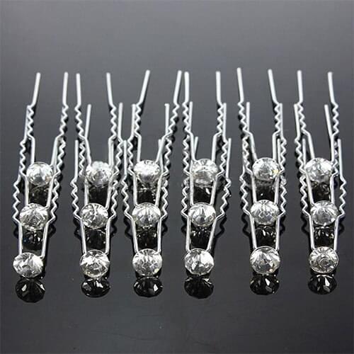 20Pcs Sliver Wedding Party Bridal Crystal Rhinestone Diamante Clips Hairpin for Hair Style