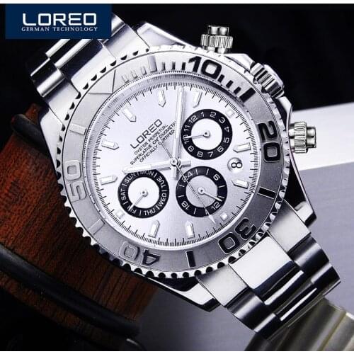 LOREO 2019 Sport Mens Watches top brand luxury Multifunction Mechanical Watch Waterproof 200m Sapphire Luminous Diving Clock Men