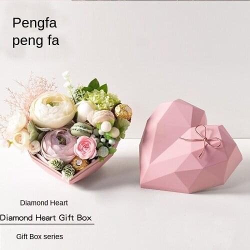 Style High-end Birthday Gift Diamond Heart Shape Flower Box Rose Gold Color Inner Flower Packaging Box Gift Box