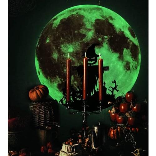 30*30cm Halloween Luminous Moon Sticker Dark Glowing Wall Sticker Home Horror Halloween Decoration Supplies