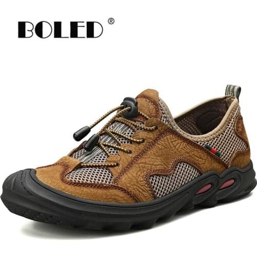 Spring Breathable Men Shoes Suede Leather Male Flats Lace-up Casual Shoes High Quality Non-Slip Outdoor Walking Shoes