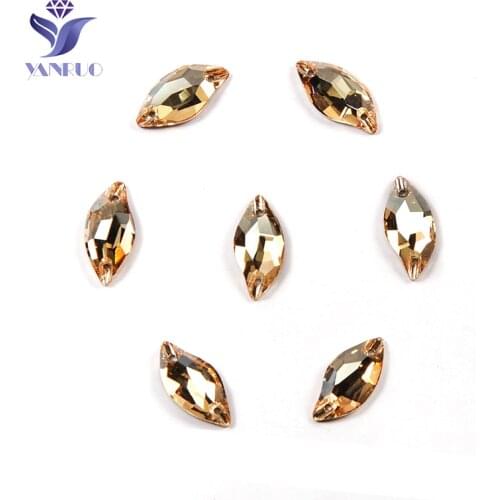 YANRUO 3254 Leaf Crystal Golden Shadow Rhinestones Sew On Stones Crystal Dress Clothes For Sewing Rhinestone