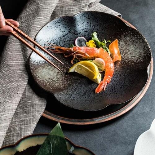 Japanese hand-painted flower-shaped ceramic plate retro cuisine sushi plate dessert plate dish plate household restaurant tablew