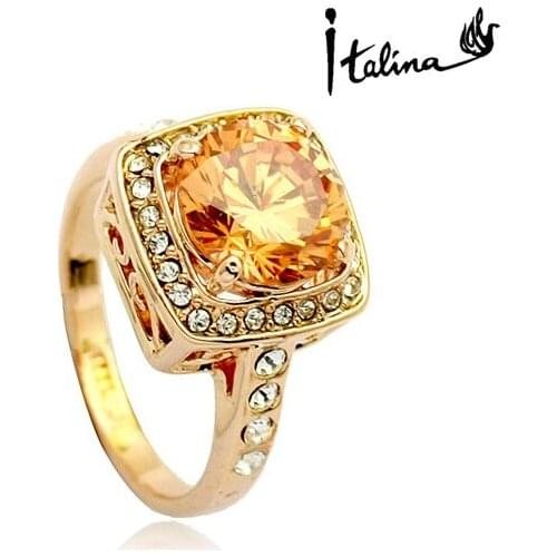 New Sale Brand TracysWing Genuine Austria Crystal Rose gold Color Rings for Women Anti Allergies #RG95621Yellow