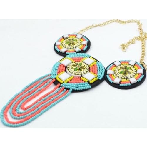 2017 New Ladies Womens Chain Ethnic Beads Collar Pendant Choker Bib Statement European and American Style Necklace