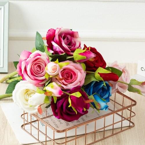 1pc Artificial Flowers Silk 2head Roses Flowers Flowers Wall Wedding Bridal Accessories Gifts Box Home Garden Party Decorative