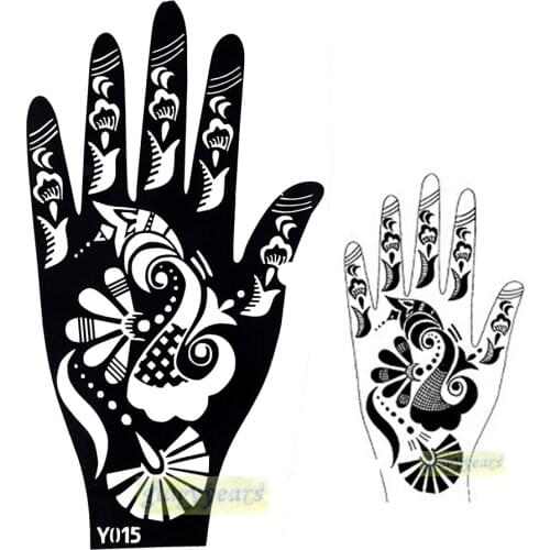 1pc Hot Large India Henna Tattoo Stencil Glitter Temporary Mehndi Tattoo Kit Airbrush Template Tattoo Design for Wowen Hand Y015