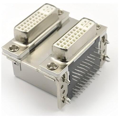 10pcs DVI Female Twins DVI24 + 5 Female VGA Connector Mixed Double 90 Degree Looper With Shielded Case