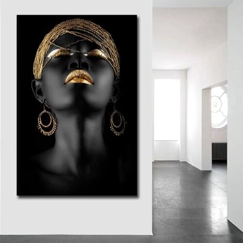 110*150cm large size African Art Woman Portrait Paintings on Canvas Black Scandinavian Wall Art Poster Home Decoration No Frame