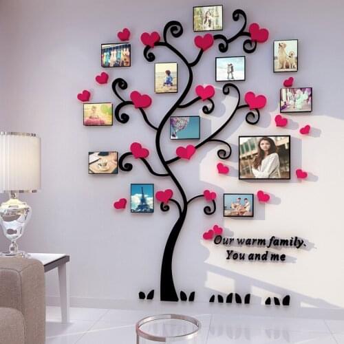 3D Acrylic Wall Sticker Photo Frame Tree Wedding Room Romantic Home Decor DIY Art Wallpaper Murals Painting Family Photos Decals