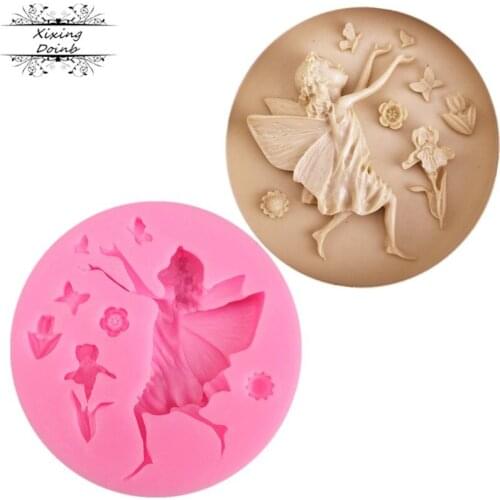 3D angel girl flower butterfly shape cake mold cake decoration baking tool candy chocolate making mold