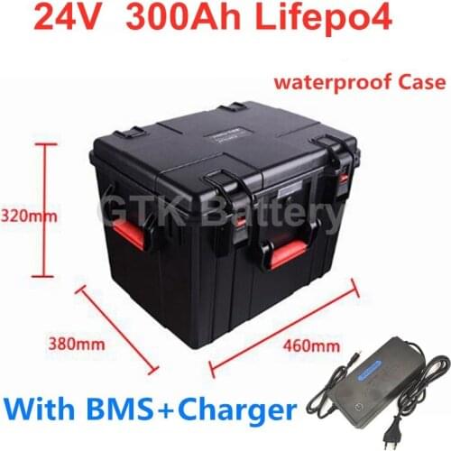 High capacity LiFePo4 24V 300Ah Battery For 24v Electric Vehicles solar energy golf trolley boat trolling motor+15A charger