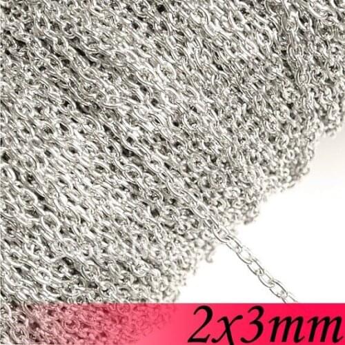 Free Shipping!!! 2*3mm 100meter Silver Plated Jewelry Findings Cable Link Chain